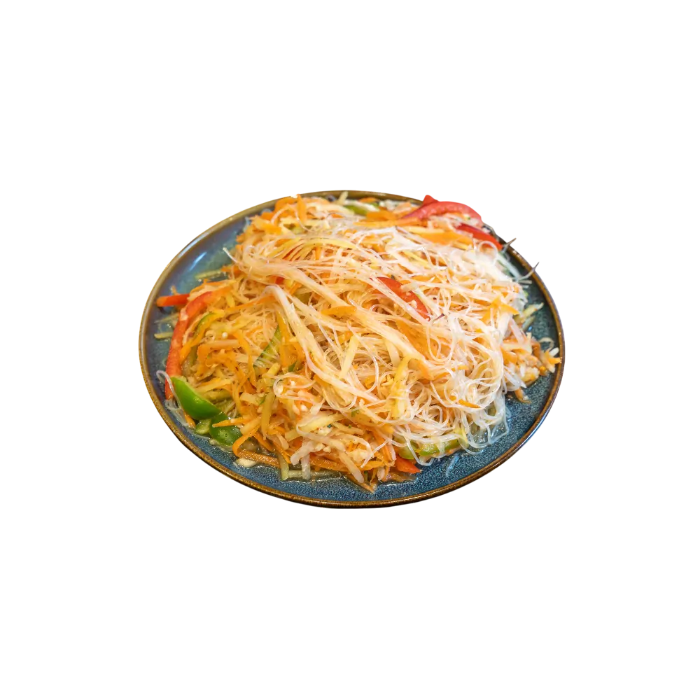 Glass noodle and carrot salad with peppers and fresh vegetables